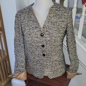 Armani Collezioni Tailored Blazer – Size 40 US 10,Luxury Beige Grey.